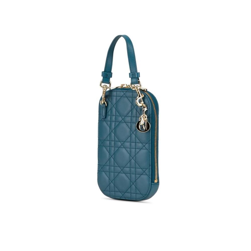 Pre Loved Dior Quilted Chain Messenger Bag Women Blue - Picture 2 of 8